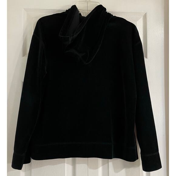 Jones New York Sport Velour Jacket Zip Black Gold Hardware Track Size Medium - Picture 2 of 7